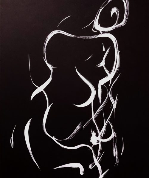 Femme 3 – 29,7 x 42 cm – white ink on black paper